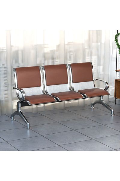 Mahmayi JX 3-Seater Outdoor Bench with Cushions- Brown
