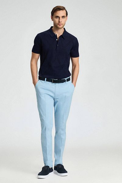 Hemington Sky Blue Cotton Blend Summer Chino Pants