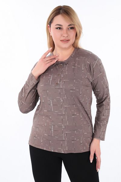AfifeCOLLECTİON Plus Size Mother Blouse Lurex Viscose Cotton Fabric