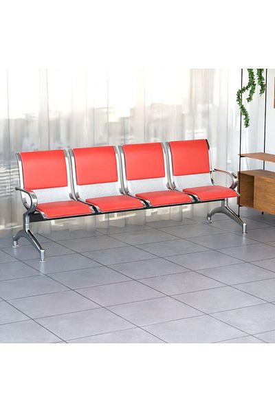 Mahmayi JX 4-Seater Outdoor Bench with Cushions- Red
