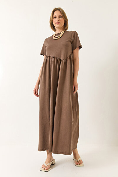 Bianco Lucci Women's Gathered Long Knitted Dress 440 60283177