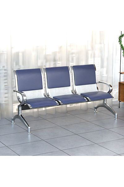 Mahmayi JX 3-Seater Outdoor Bench with Cushions- Blue