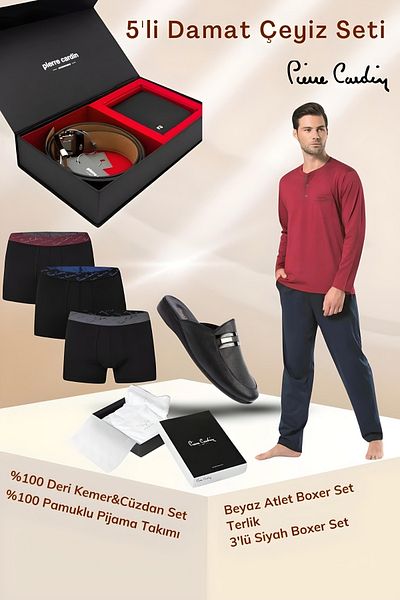 Pierre Cardin 5-Piece Groom Dowry Set - Licensed, Boxed, 100% Cotton