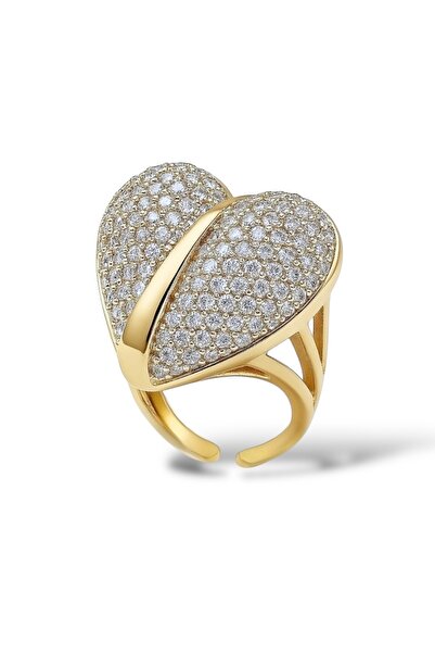 neslyaccessories قلب قطع الزركون حجر خاتم كبير