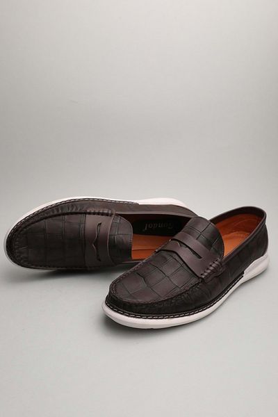 Gondol Loafer clasic pentru bărbați din piele naturală maro Croco 45 ttx.60130