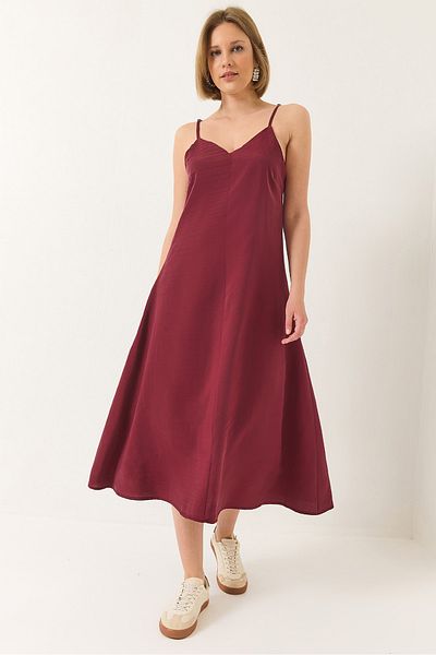 Bianco Lucci Rochie modal căptușită cu fermoar ascuns pentru femei, cu decolteu în V, cu bretele subțiri 5978 60281032