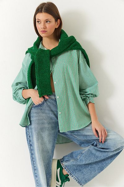 Bianco Lucci Übergroßes Standard-Basic-Shirt mit drei Streifen für Damen 2021 60271074