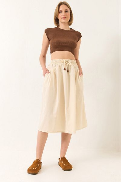 Bianco Lucci Gelgecek Women's Waist - Scale and Poplin Skirt (Ye4348 60283181 )