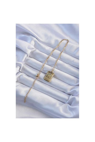Skygo 316L Steel Chain Antique Gold Color Moon Figure Tarot Necklace - Tj-Bko9221