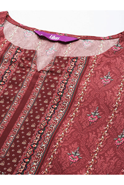 Libas By Styli All-Over Floral Print Kurta and and Mid Rise Trousers with Dupatta Set