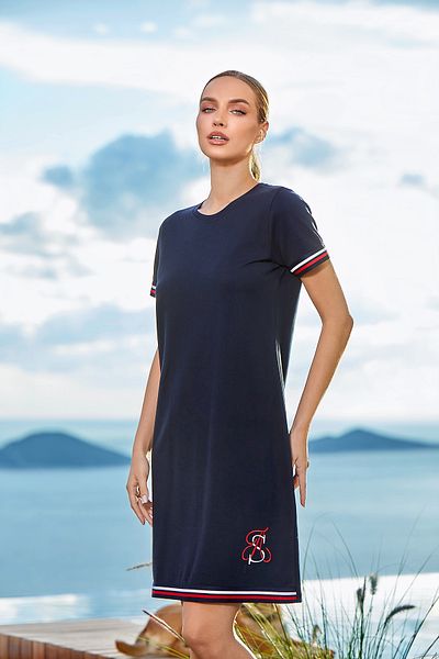 Cossy By Aqua 24743 Women's Navy Blue Short Sleeve Summer Dress