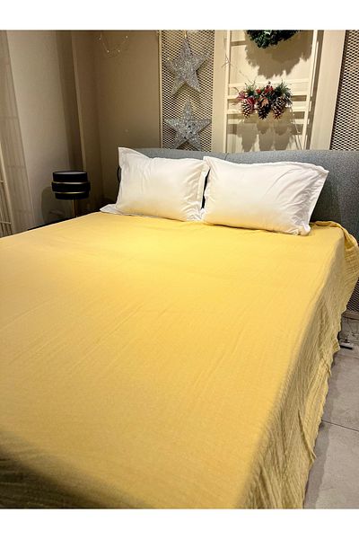 Explore Home Allegra Double Cotton Muslin Bedspread - Yellow