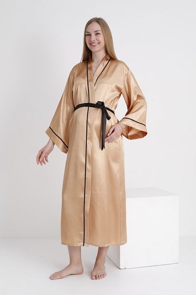 Miss Dünya Lissa Piping Bat Sleeve Maternity and Maternity Satin Dressing Gown