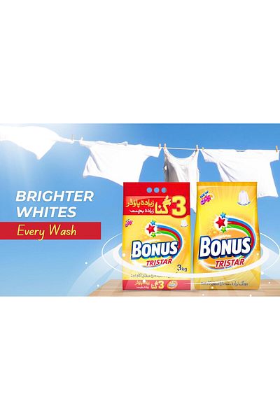 BONUS Tristar Detergent Powder, cloths washing powder Pleasant Fragrance, 3 KG- Pack