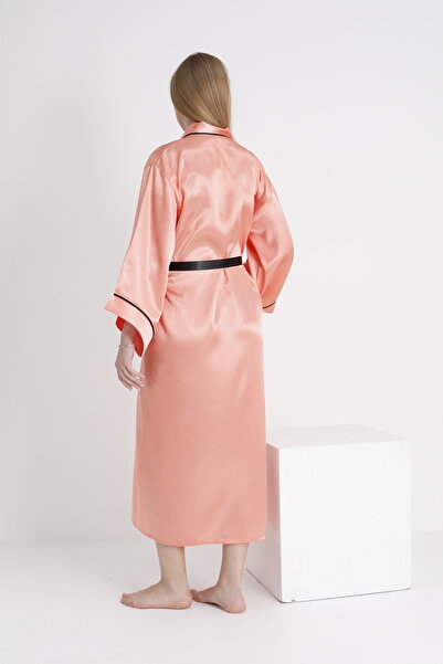 Miss Dünya Lissa Piping Bat Sleeve Maternity and Maternity Satin Dressing Gown