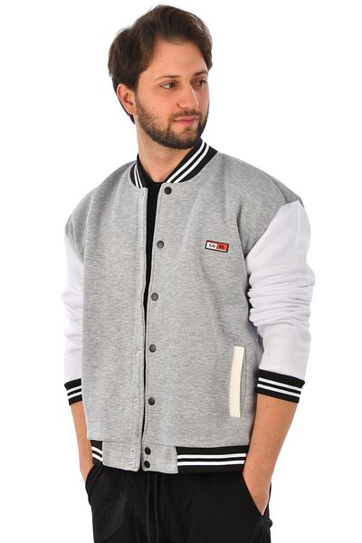 Rizz up Мъжко сиво палто с колежанска яка с три нишки 2304775