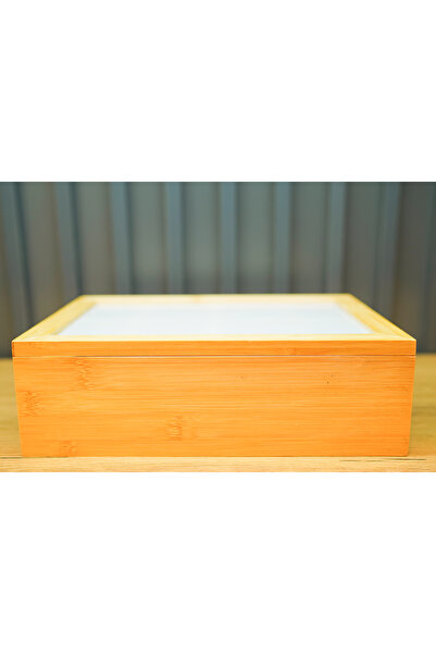 Kuka Bamboo 8 Compartment Glass Tea Bag Box 30X20X9