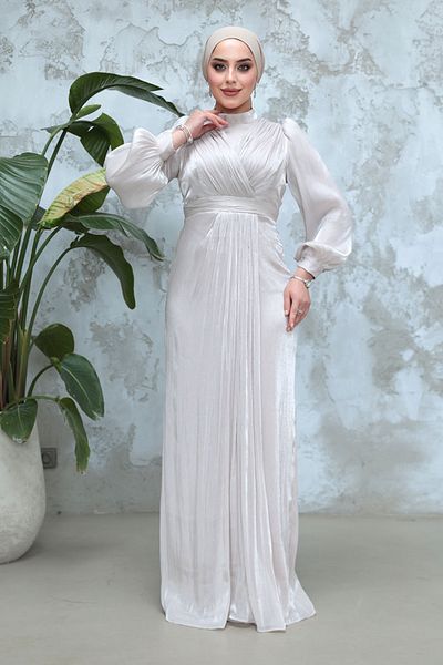 Neva Style Rochie de seară Hijab din piatră cu drapaj 50921TAS
