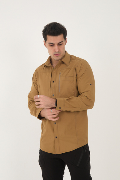 Camp Scoutland Camp365 Outdoor Tactical Comfortable and Convenient Water Repellent Men's Mustard Tactical Shirt