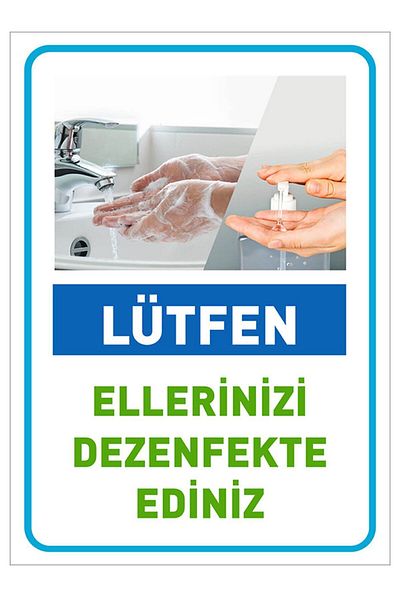 MIGNATIS Blue Color 50 Piece Set - Please Disinfect Your Hands - 35X50Cm
