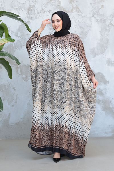 Neva Style Patterned Poncho Hijab Dress 40277Dsn
