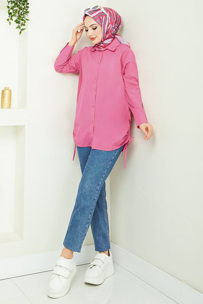 ModaMerve Side Lace Tunic 406Evo1065-M Fuchsia