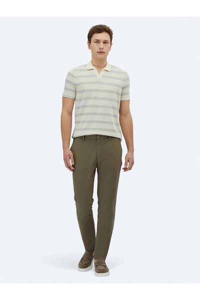 Kip Khaki Woven Casual Trousers
