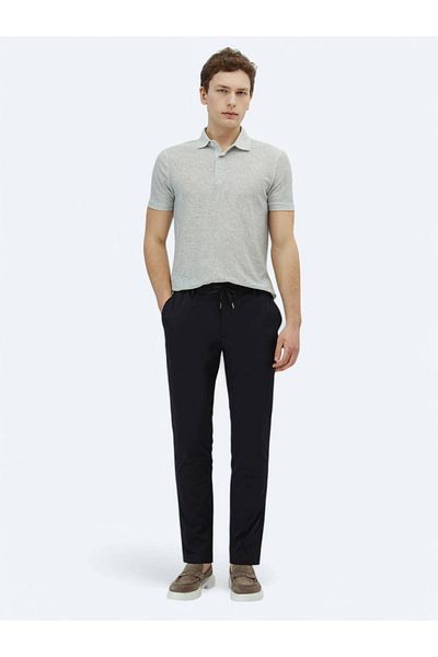 Kip Navy Blue Plain Woven Casual Trousers