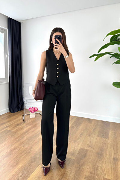 BİRCANÇİL Costum vestă cu nasturi Keniha Black Gold