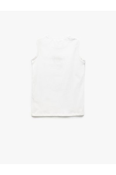 Koton Crew Neck Shark Embroidery Detailed Cotton Tank Top