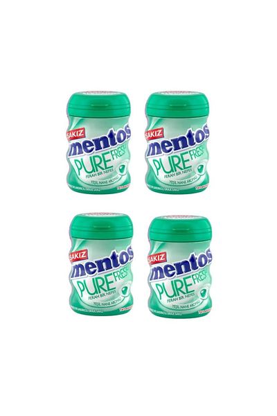 Mentos علكة نقية طازجة بنكهة النعناع الأخضر 60 جرام × 4 قطع (إجمالي 240 جرام)