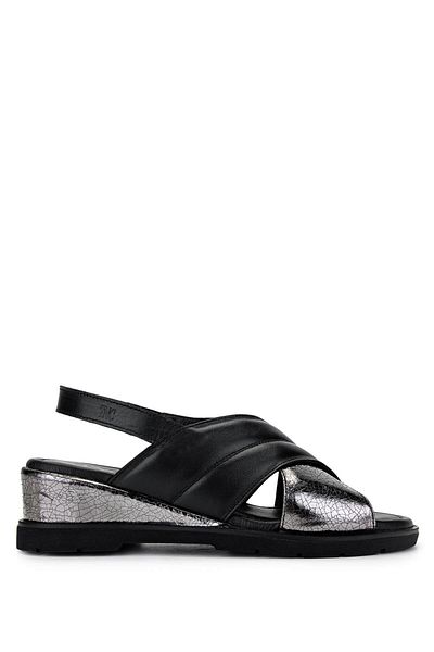 Tamer Tanca Women's Genuine Leather Black Heeled Sandals