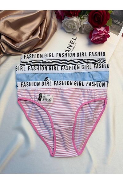 Tutku Fashion Girl Patterned 3-Piece Colorful Sporty Panties Set