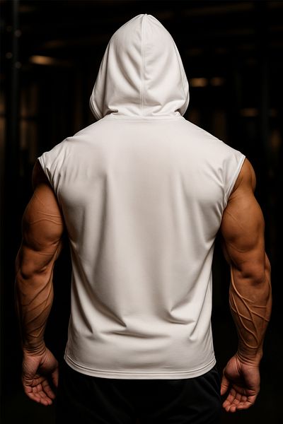Capshon White Sports Athlete Hooded T-Shirt, Wrinkle-Resistant and Colorfast 95% Cotton 5% Polyester