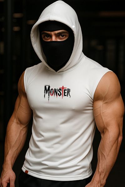 Capshon White Sports Athlete Hooded T-Shirt, Wrinkle-Resistant and Colorfast 95% Cotton 5% Polyester