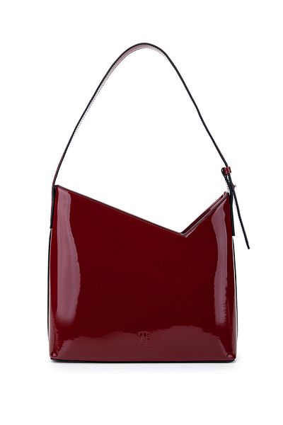 Tamer Tanca Women's Vegan Burgundy Patent Leather Shoulder Bag