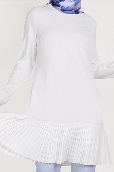 Alvina Tunic with Pleated Skirt and Zipper - Back 40538