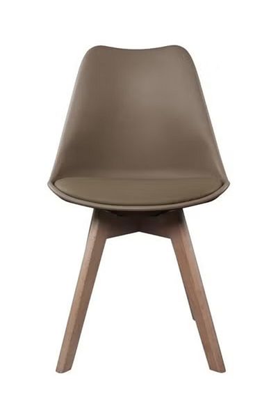 Taimi Pack Of 6 Mid Century Modern Side Chair , PU Leather Soft Padded Seats and Solid Wood Legs Brown