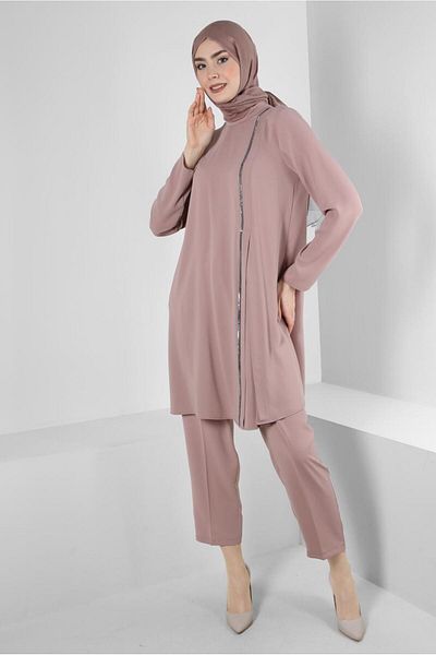 Alvina COSTUM DE PANTALONI DUBLU CU DETALIU DE IMPRIMARE PIATRA 43536
