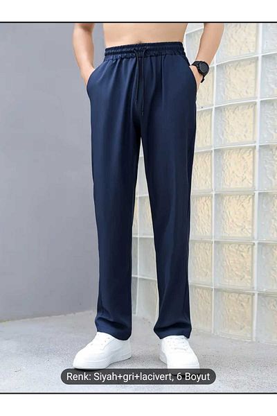 UYN SPORT Unisex Large Size Oversized Two Thread Navy Blue Sweatpants