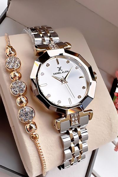 Daniel Klein Cutting Glass Waterproof Rhinestone Women Wristwatch Gold Silver Color Steel Band Gift Bangle Gdkb2010C2