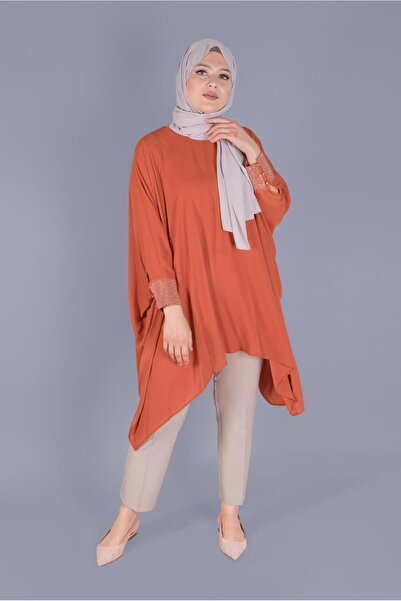 Alvina Asymetric Cut Tunic with Stone Sleeves Print 40858