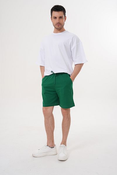 ACTIVE MODA - MEN'S GREEN KNEE HIGH SHORTS LACE UP PLUS SIZE OVERSIZED COTTON