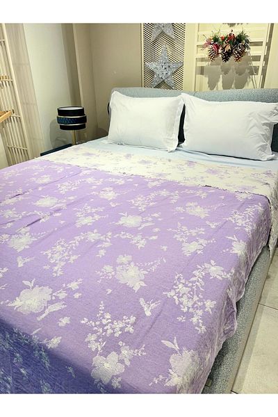 Explore Home , Tesh, Double, Cotton, Muslin, Bedspread - Purple