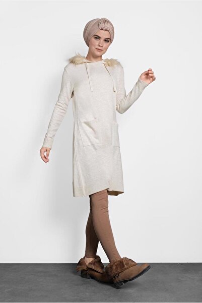 Alvina Feathered Hooded Knitting Tunic 40046