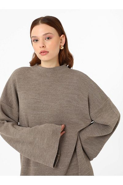 Refka Oversize Classic Knitwear Hijab, Mink και Refka Φόρεμα