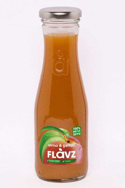FLAVZ %100 Doğal Şeftali & Elma Meyve Suyu 250ml Cam Şişe- Gerçek Meyveden, K...