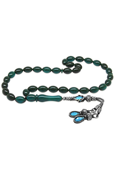 Tesbihane 1000 فضة كازازاز شرابة قطع الشعير الفيروز النار العنبر مسبحة