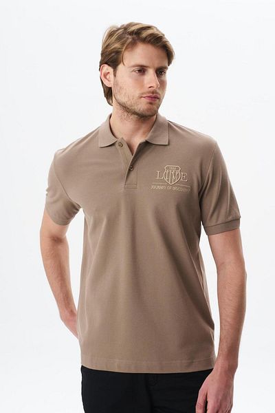 Arma Γκρι μπλουζάκι με ανδρικό γιακά Oversize Βαμβακερό Y 29374870602