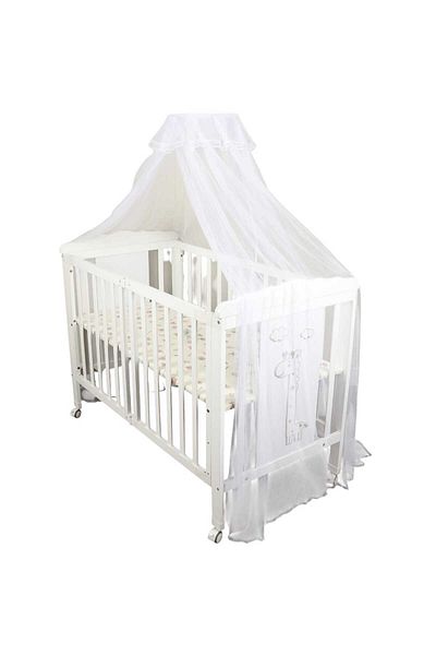 Generic Foldable Wooden Baby Bed With Mosquito Net - Giraffe Design 120 X 60 Cm